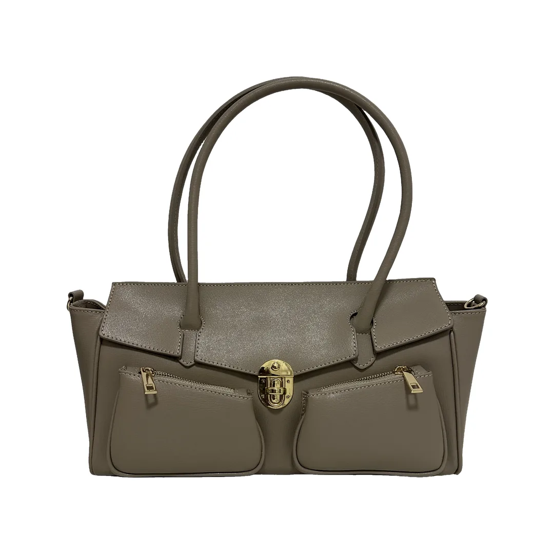 Geantă Juno Taupe deschis - Design Urban cu Buzunare | Stil Cargo-Chic