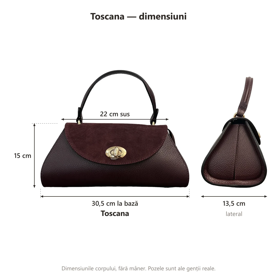 Geanta Toscana din piele naturală, bordo