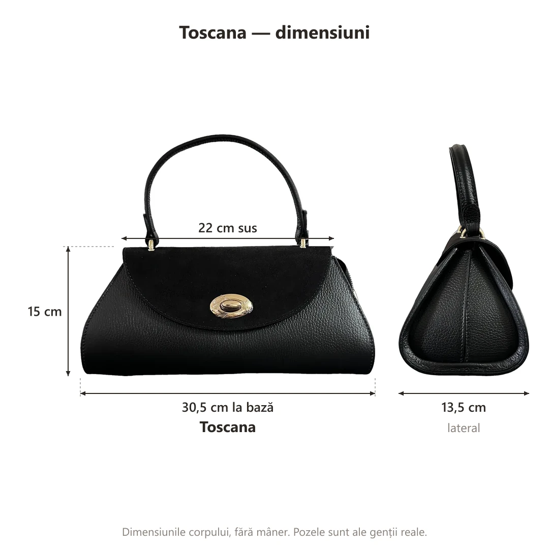 Geanta Toscana din piele naturală, negru