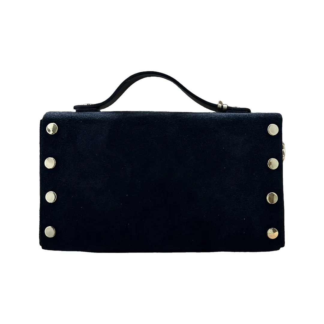 Geantă Valentino Creations Grande din piele întoarsă naturală, Negru